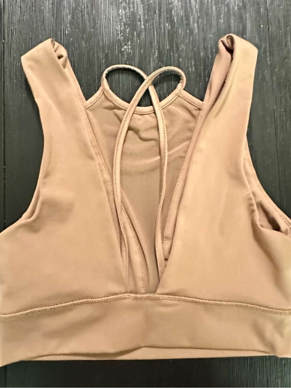 Plunge Strappy Sports Bralette in Nude